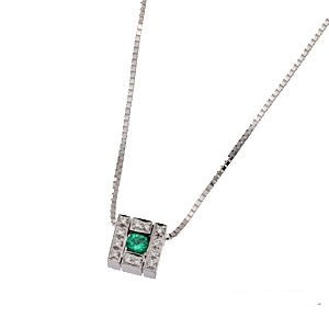 Damiani Belle Epoque 18K White Gold & Diamonds & Emerald Pendant