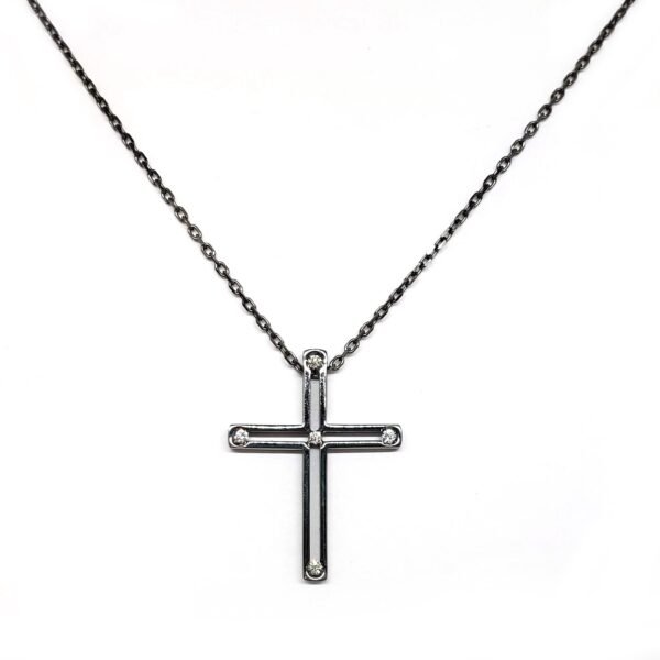 Damiani Black Cross Pendant With 18K Gold And Diamonds