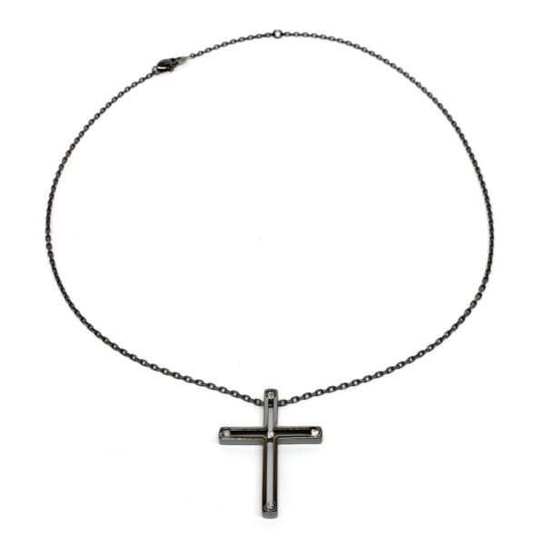 Damiani Black Cross Pendant With 18K Gold And Diamonds - Image 6
