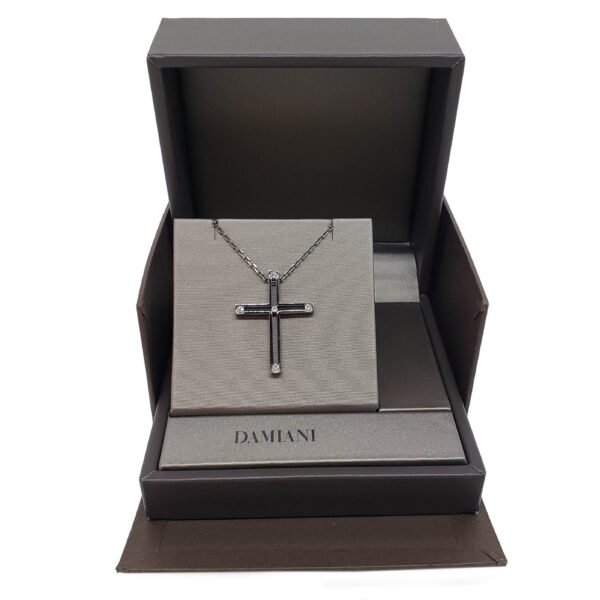 Damiani Black Cross Pendant With 18K Gold And Diamonds - Image 7