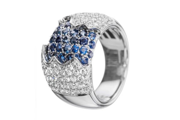 Damiani Fiordi White Gold & Diamonds & Sapphires Ladies Ring - Image 2