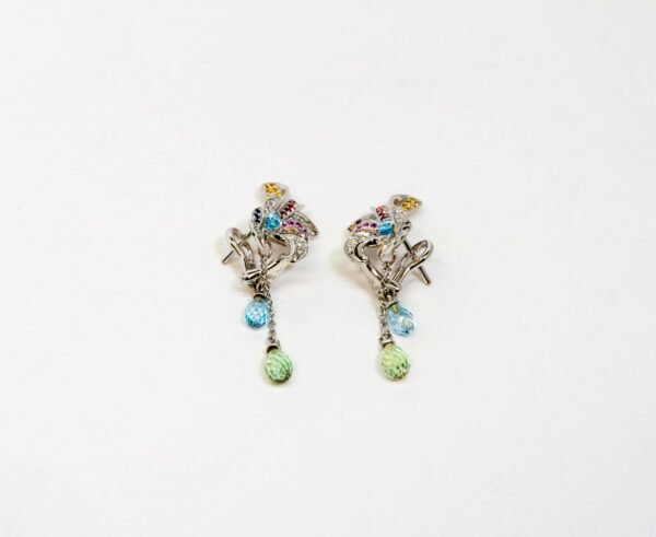 Carrera Y Carrera Hoja Seca 18K White Gold & Sapphires Earring