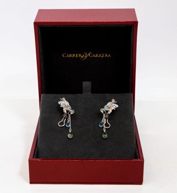 Carrera Y Carrera Hoja Seca 18K White Gold & Sapphires Earring - Image 2