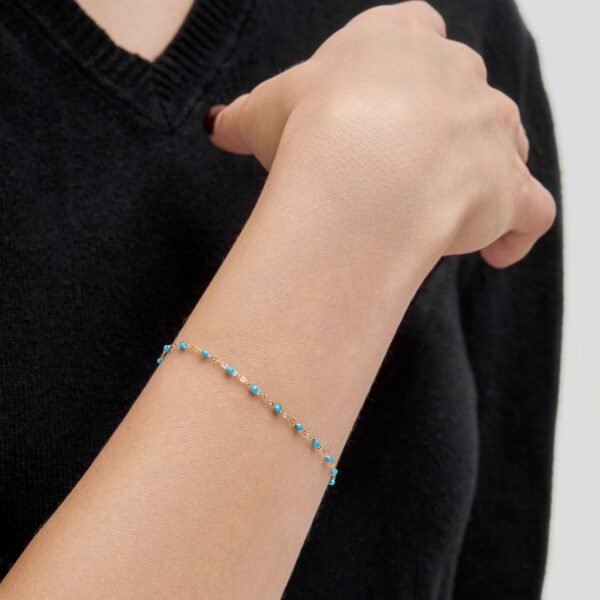 Gigi Clozeau Classic Yellow Gold Bracelet in Turquoise - Image 2
