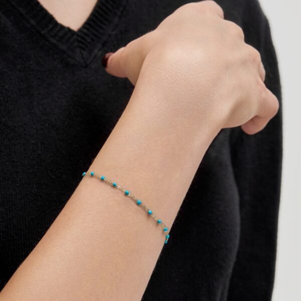 Gigi Clozeau Classic Yellow Gold Bracelet in Turquoise Green - Image 2