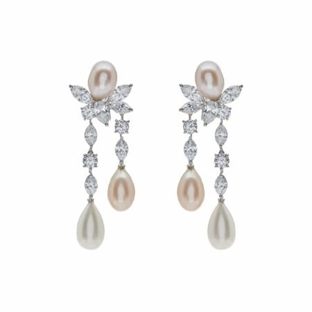 Graff Platinum and White Gold Diamond and Pearl Drop Earrings