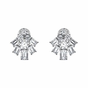 Graff White Emerald Cut and Round Diamond Earrings