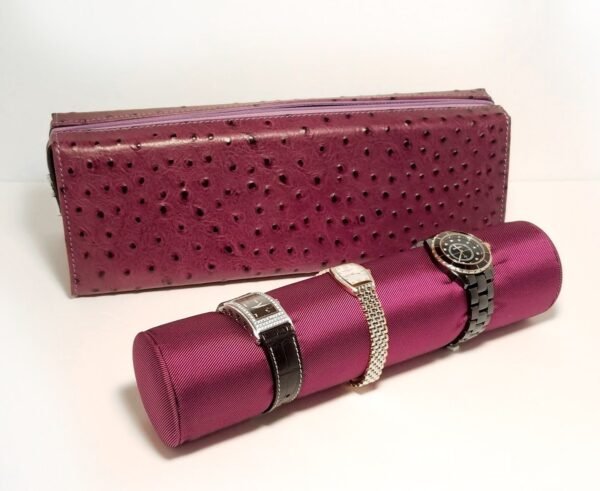 Scatola del Tempo Rotolo Travel Case Violet Ostrich