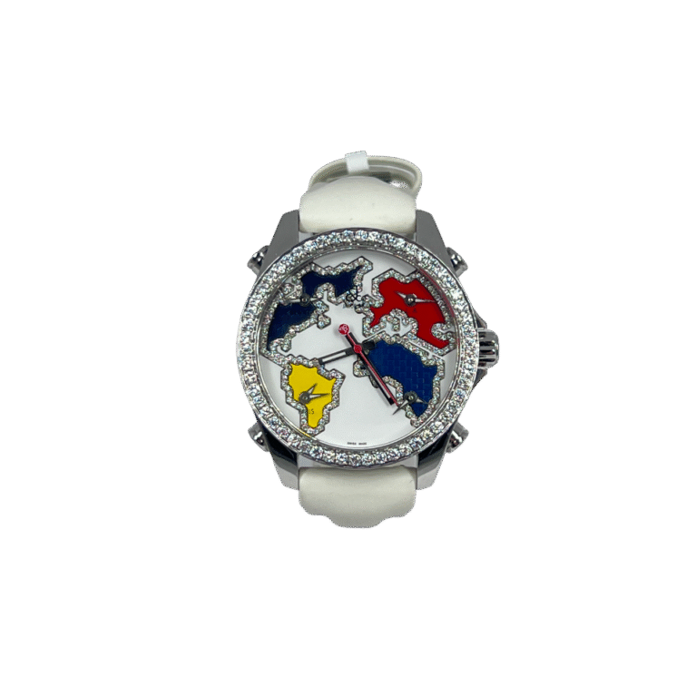 Jacob & Co Five Time Zone Stainless Steel and White Diamonds Watch