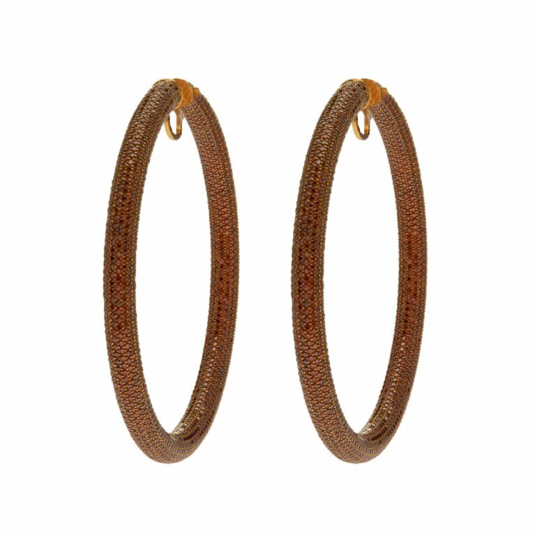 Jacob & Co. Hoop Earrings 18K Yellow Gold Pavé Set with Brown Diamonds